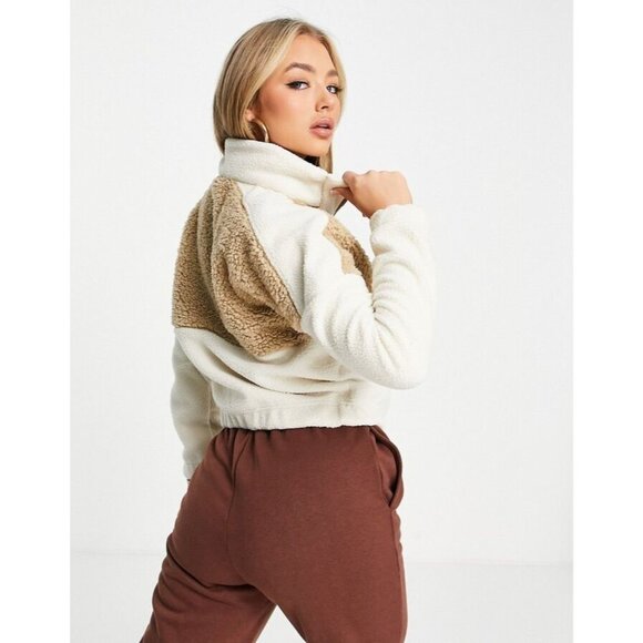 COLUMBIA Lodge Ivory Tan Sherpa Fleece Half Pullover Sweater, Size L - Picture 3 of 15